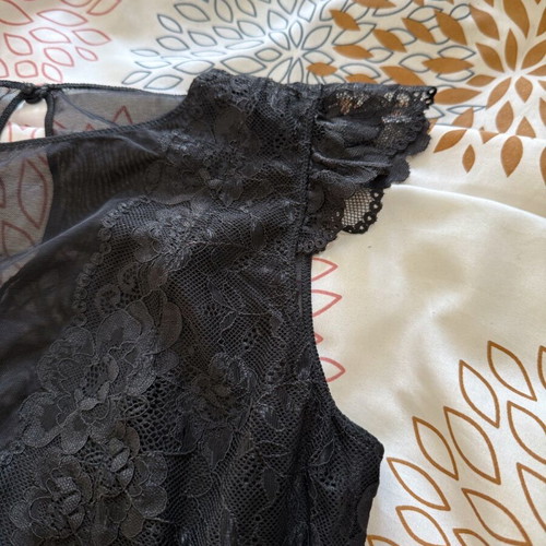H&M black transparent bodysuit like new, size S