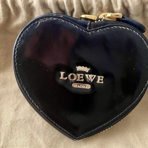 Loewe Madrid heart-shaped patent leather wallet, black