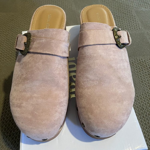 Ideal Shoes women's clogs new, pink nude synthetic suede