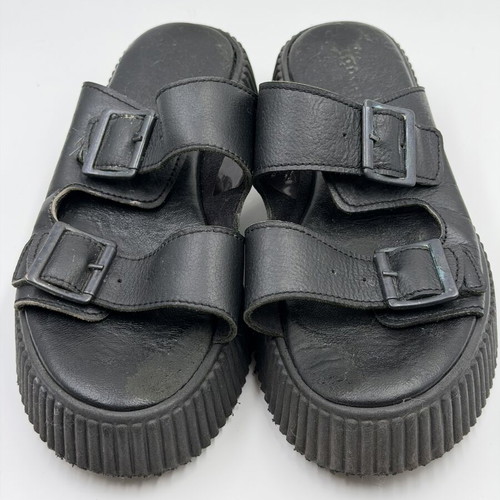 Tamaris leather platform sandals size 40 used, black