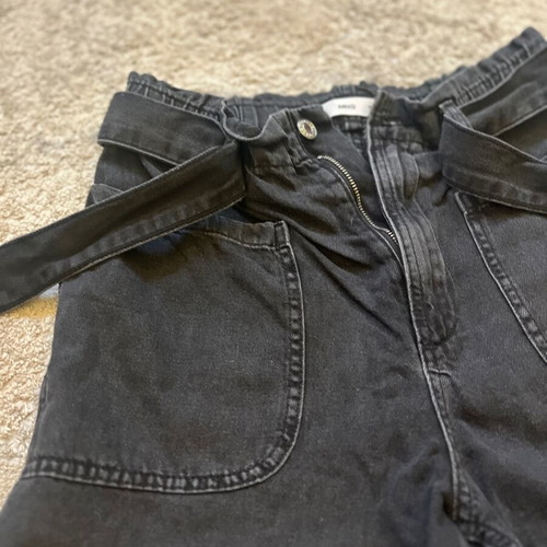 Mango black denim paperbag shorts like new, size S