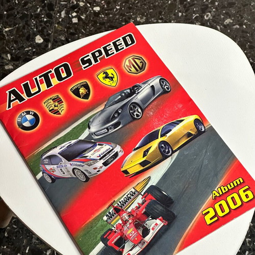 Auto Speed 2006 collectible sticker album used, 122 car stickers