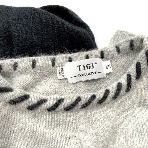 TIGI Oversized Colorblock Wool & Angora Cable Knit Sweater