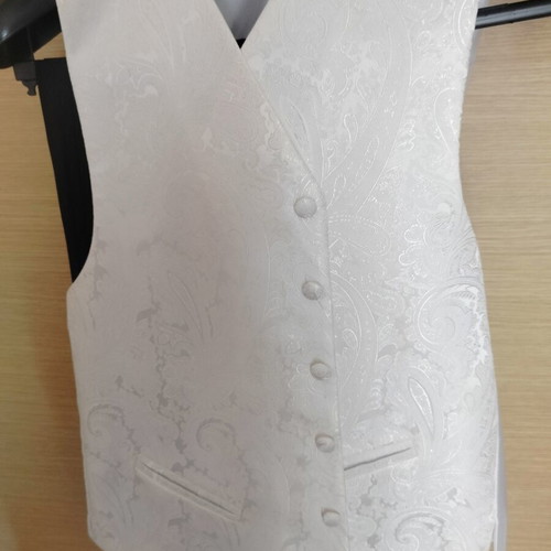 Wedding suit like new, black striped with white vest