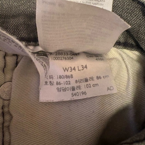 Levi's men's jeans used, size W34, gray
