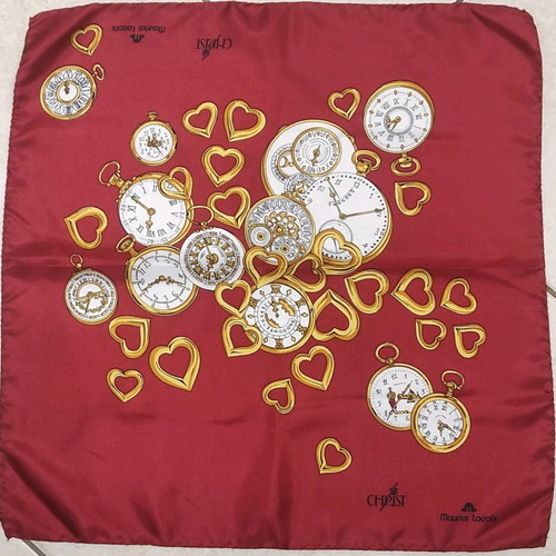 Maurice Lacroix rare scarf "Love of Clocks" like new, silk