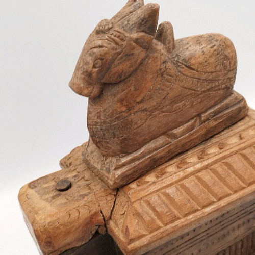Nandi figure used Indian wooden box made of mango wood