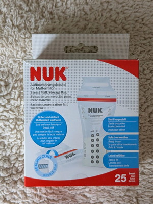Nuk Breast Milk Storage Bags like new, pack of 9