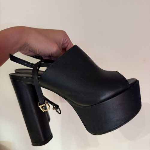 Bozikis black platform mules sandals size 38