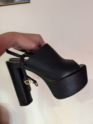 Bozikis black platform mules sandals size 38