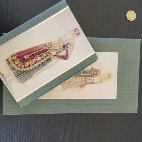 Vintage notebooks for Bridge, like new, traditional costumes theme, set of 2