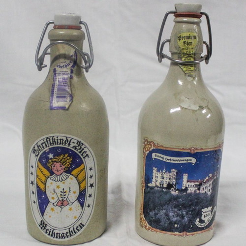 Old German beer bottles with porcelain cap used, pack of two