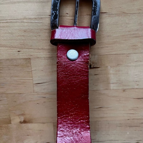 Leather belt burgundy used, size 95