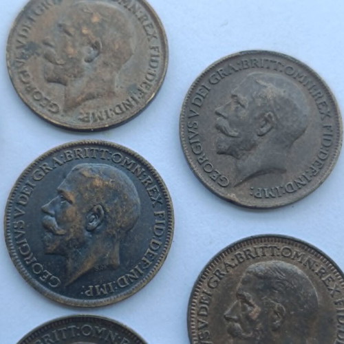 George V Farthings used, lot of 7 coins 1911-1936