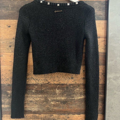 Women's knitted cropped sweater black, like new, size S