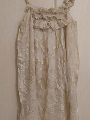 Traffic People mini dress size S like new, beige-gold with ruffles