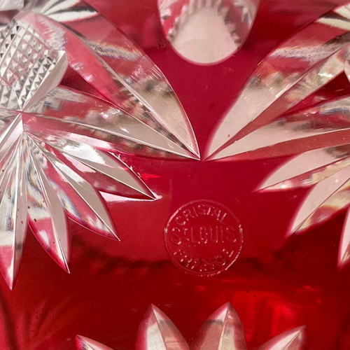 Saint-Louis crystal vase used, red antique