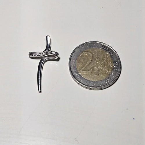 White gold 14K cross with small stones, like new