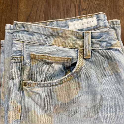 Zara floral jeans new, size 44, low rise, blue and yellow
