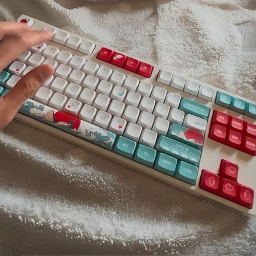 Custom 75% Mechanical Keyboard with Lubed Outemu Brown Switches and Coral Sea Theme