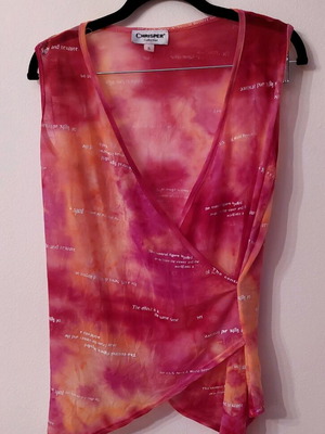 Chrisper summer wrap top used, pink and orange