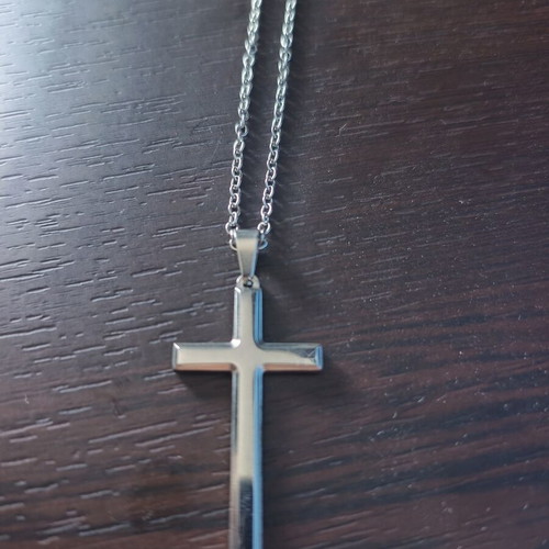 Men's cross stainless steel gloss, like new, silver color