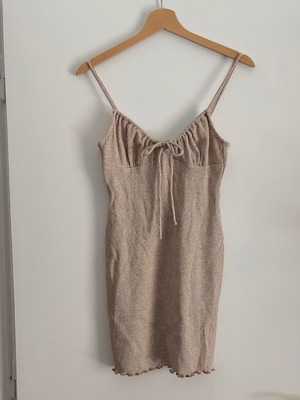 Bershka ribbed dress, size Medium, beige