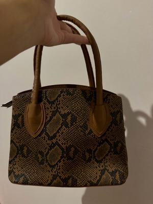 Leopard print handbag or shoulder bag like new, brown with silver details