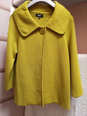 Rannia Italy women's cardigan like new, size 42 XL L, green mustard