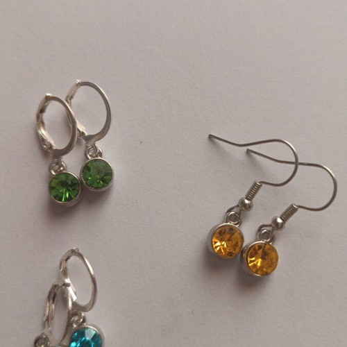 Set of 3 silver earrings new with multicolored stones