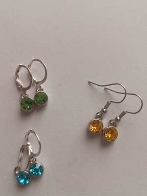 Set of 3 silver earrings new with multicolored stones
