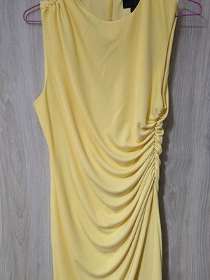 Zara fitted short draped dress with ruching yellow pale new