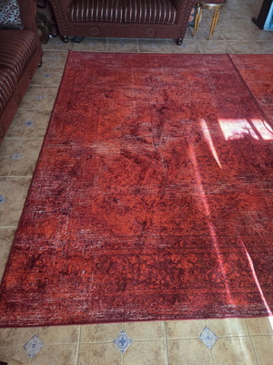 Rugs two identical bright red summer 2m x 3m used