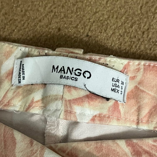 Mango cotton stretch pants size 38 Europe like new, white and pink