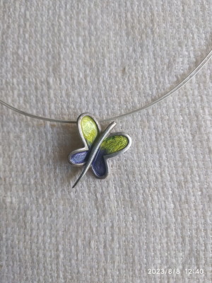 Enamel butterfly necklace new, blue