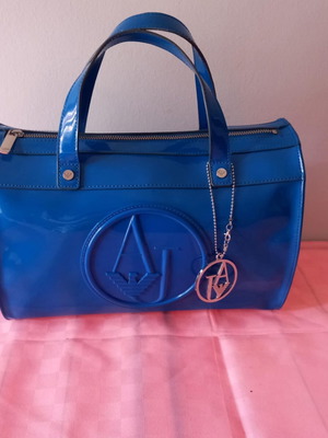 Armani Jeans patent barrel bag like new, blue