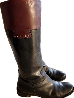 Celine women's two-tone leather riding boots used size 37.5