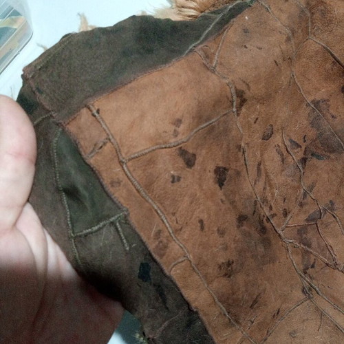 Leather Panta wall rug used 54x117 cm with wear marks
