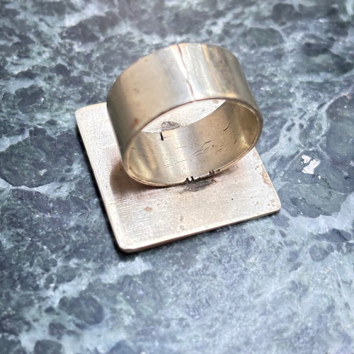 Large handmade square ring in two shades, size 5