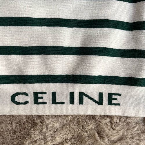 Γυναικείο μπλουζάκι Celine ριγέ άσπρο με κυπαρισσί καινούργιο