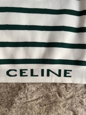 Γυναικείο μπλουζάκι Celine ριγέ άσπρο με κυπαρισσί καινούργιο