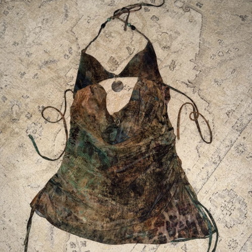 Outcast Arabi Thalassa mini dress size Small, brown and green