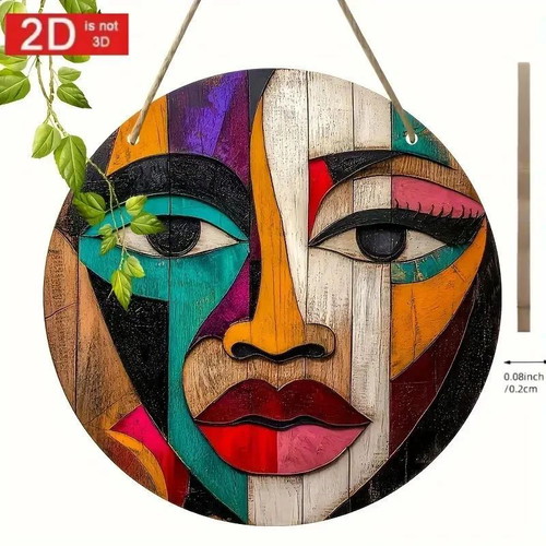 African Art Flat Wooden Wall Hanging 20cm New
