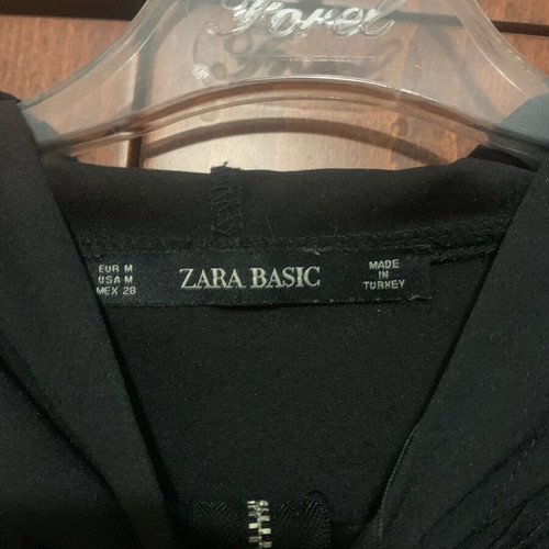 Zara blouse with half zipper and hood like new, black pink