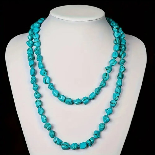Turquoise long necklace new with irregular stones 80cm
