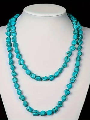 Turquoise long necklace new with irregular stones 80cm