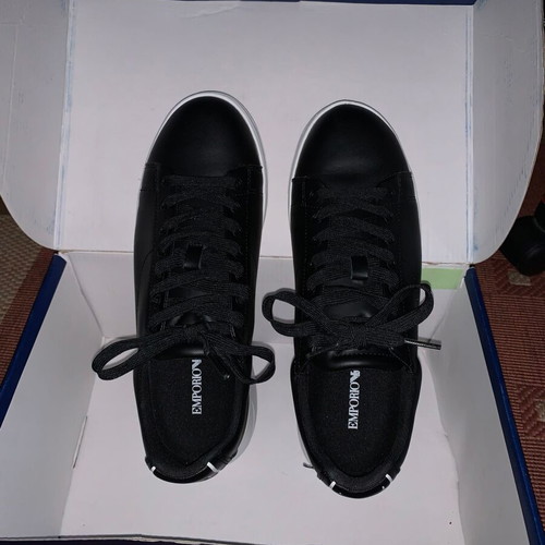 Emporio Armani Leather Sneakers like new, size 41, black and white