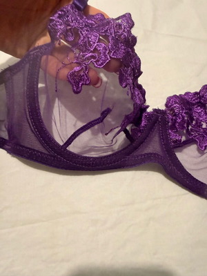 Lingerie Center satin brass bras used, white and purple set