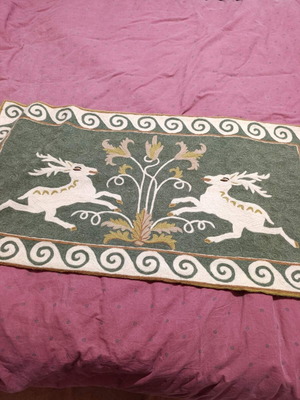 Hand-Embroidered Rug Like New