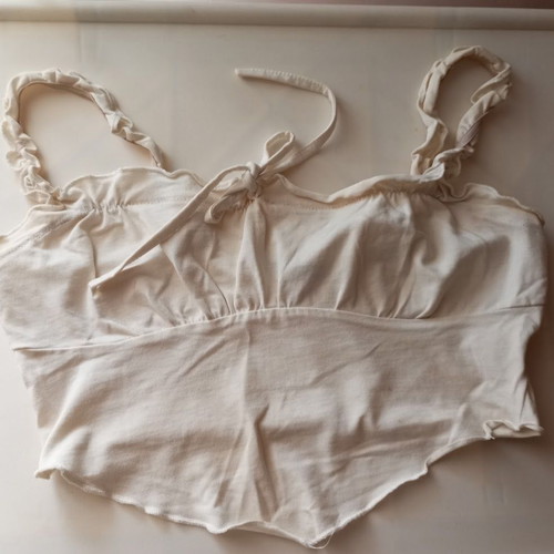 Shein women's white crop-top used, adjustable straps, size S